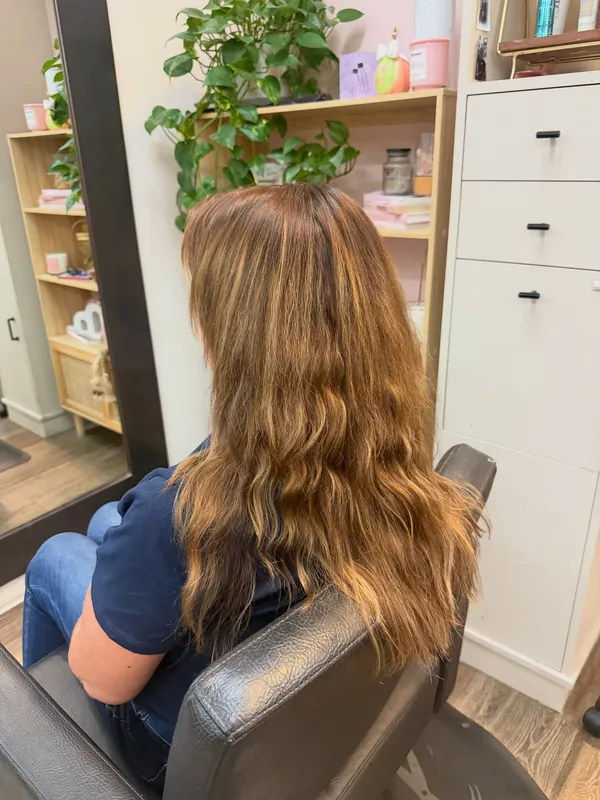Before: warm, brassy brown hair